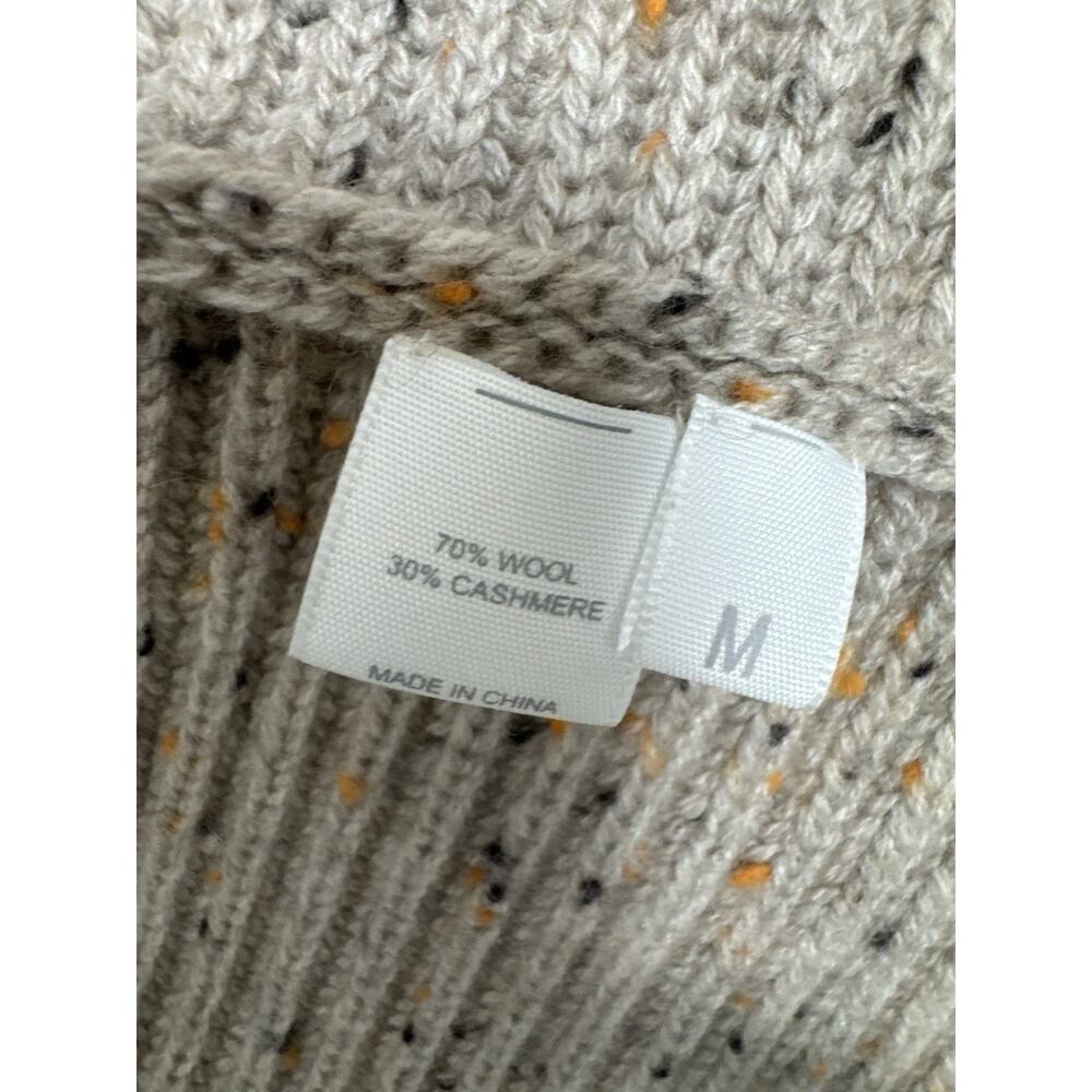 Kokun Cashmere Wool Sweater Taupe Beige Marled Hooded Vest Womens Medium - Picture 6 of 13